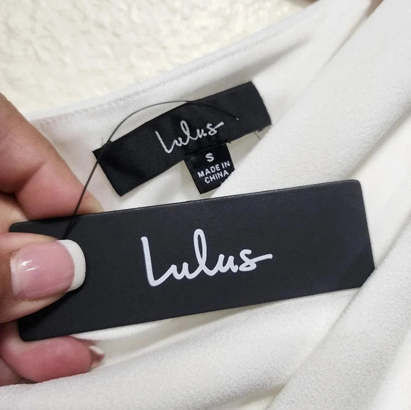 Lulu's So Flirty White One-Shoulder Cutout Asymmetrical Midi Dress S Wedding - Picture 10 of 10